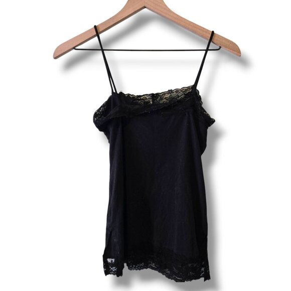 delia's camisole womens XS black lace-trimmed spaghetti straps Y2K - Picture 2 of 7